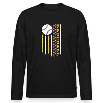 American Flag Vintage USA Sports Baseball Team - Männer Premium Bio Langarmshirt - Schwarz - Vorne - Nico (187cm)