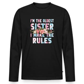 Je suis la sœur aînée que je fais les règles les plus anciennes - T-shirt manches longues Premium bio Homme - noir - Devant - Nico (187cm)