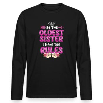 Je suis la sœur aînée que je fais les règles les plus anciennes - T-shirt manches longues Premium bio Homme - noir - Devant - Nico (187cm)