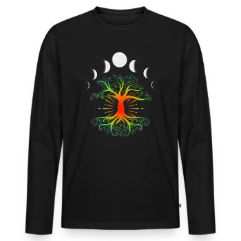 Phases of the Moon Symbol Vibe Tree - Men's Premium Organic Long Sleeve Shirt - black - Front - Nico (187cm)