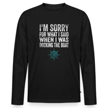 Désolé pour ce que j’ai dit en amarrant le bateau - T-shirt manches longues Premium bio Homme - noir - Devant - Nico (187cm)