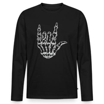 Rock & Roll Skeleton Guitar Music Lover - Men's Premium Organic Long Sleeve Shirt - black - Front - Nico (187cm)