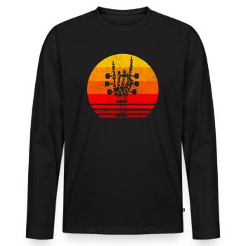 Rock & Roll Skeleton Guitar Music Lover - Men's Premium Organic Long Sleeve Shirt - black - Front - Nico (187cm)