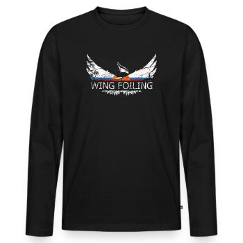 Wing Foiling or Wing Surf and Wing surfing Design - Men's Premium Organic Long Sleeve Shirt - black - Front - Nico (187cm)