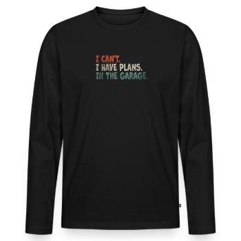 Je ne peux pas avoir de plans dans le garage. Voiture mécanique - T-shirt manches longues Premium bio Homme - noir - Devant - Nico (187cm)