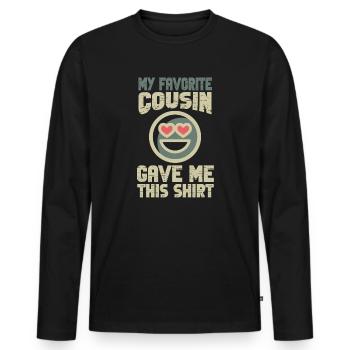 My Favorite Cousin Gave Me This - Männer Premium Bio Langarmshirt - Schwarz - Vorne - Nico (187cm)