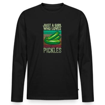 Just A Girl Who Loves Pickles. Pickle - Männer Premium Bio Langarmshirt - Schwarz - Vorne - Nico (187cm)
