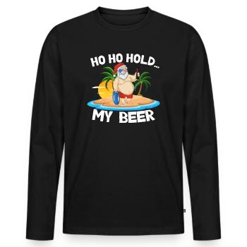 Xmas In July Tropical Beach Vacation Party - Men's Premium Organic Long Sleeve Shirt - black - Front - Nico (187cm)