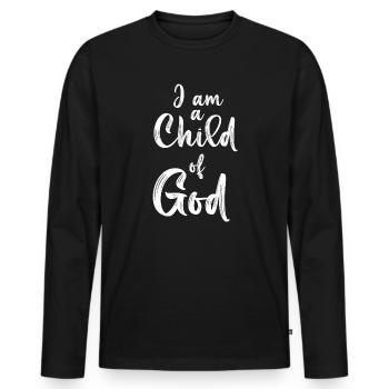 Christian I Am A Child Of God Withstand - Men's Premium Organic Long Sleeve Shirt - black - Front - Nico (187cm)