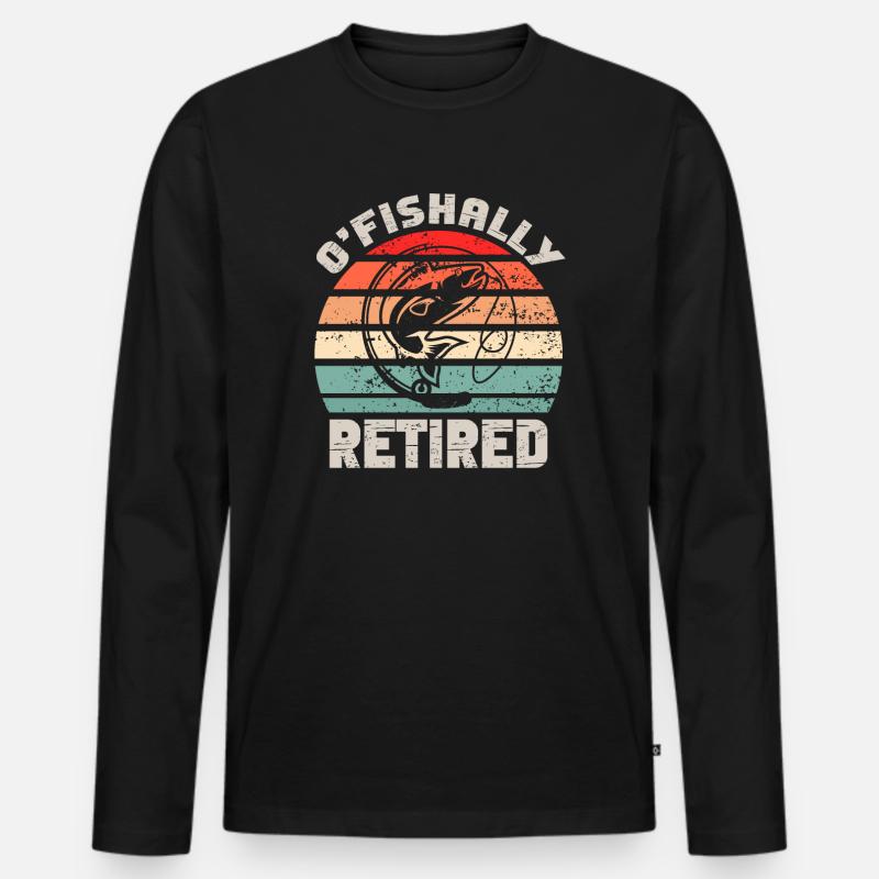 O'fishally retired - Männer Premium Bio Langarmshirt - Schwarz