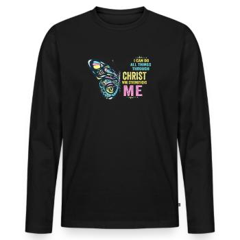 I Can Do All Things Through Christ Strengthens - Men's Premium Organic Long Sleeve Shirt - black - Front - Nico (187cm)