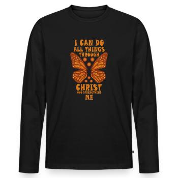 I Can Do All Things Through Christ Strengthens - Men's Premium Organic Long Sleeve Shirt - black - Front - Nico (187cm)