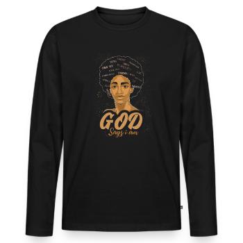 Une fille afro-américaine Dieu dit que je suis black pride - T-shirt manches longues Premium bio Homme - noir - Devant - Nico (187cm)