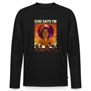 Une fille afro-américaine Dieu dit que je suis black pride - T-shirt manches longues Premium bio Homme - noir - Devant - Nico (187cm)