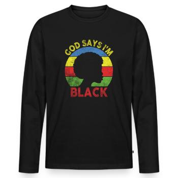 Une fille afro-américaine Dieu dit que je suis black pride - T-shirt manches longues Premium bio Homme - noir - Devant - Nico (187cm)