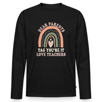 Chers parents Tag You Are It Love Enseignants - T-shirt manches longues Premium bio Homme - noir - Devant - Nico (187cm)