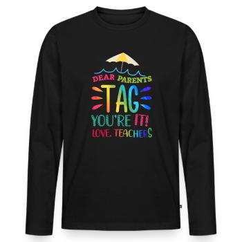 Chers parents Tag You Are It Love Enseignants - T-shirt manches longues Premium bio Homme - noir - Devant - Nico (187cm)