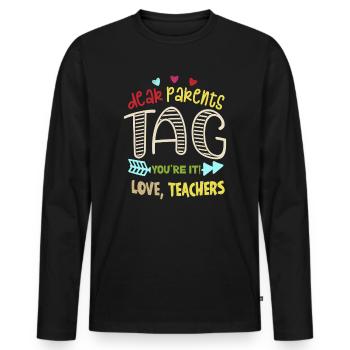 Chers parents Tag You Are It Love Enseignants - T-shirt manches longues Premium bio Homme - noir - Devant - Nico (187cm)