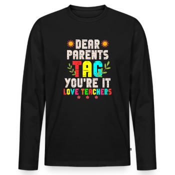 Chers parents Tag You Are It Love Enseignants - T-shirt manches longues Premium bio Homme - noir - Devant - Nico (187cm)