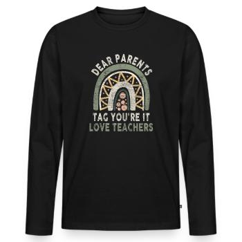Chers parents Tag You Are It Love Enseignants - T-shirt manches longues Premium bio Homme - noir - Devant - Nico (187cm)