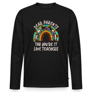 Chers parents Tag You Are It Love Enseignants - T-shirt manches longues Premium bio Homme - noir - Devant - Nico (187cm)