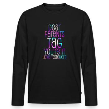 Chers parents Tag You Are It Love Enseignants - T-shirt manches longues Premium bio Homme - noir - Devant - Nico (187cm)
