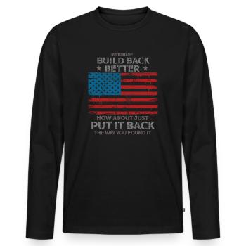 Au lieu de reconstruire - T-shirt manches longues Premium bio Homme - noir - Devant - Nico (187cm)