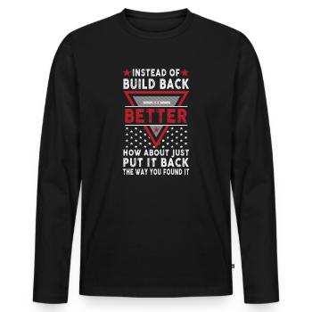 Au lieu de reconstruire - T-shirt manches longues Premium bio Homme - noir - Devant - Nico (187cm)