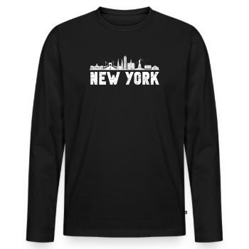 New York Skyline Heartbeat Statue de la Liberté - T-shirt manches longues Premium bio Homme - noir - Devant - Nico (187cm)