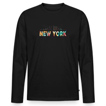 New York Skyline Heartbeat Statue of Liberty - Männer Premium Bio Langarmshirt - Schwarz - Vorne - Nico (187cm)