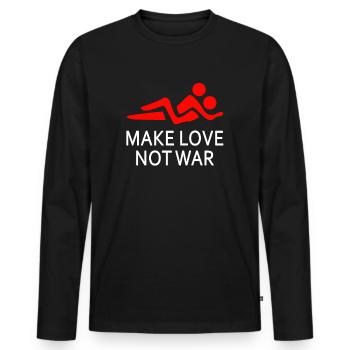 Make Love Not War - Men's Premium Organic Long Sleeve Shirt - black - Front - Nico (187cm)