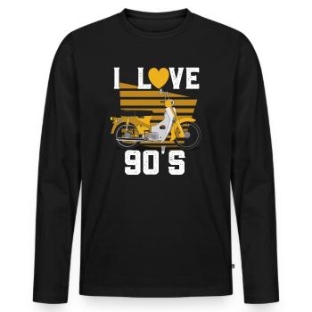 1990's 90s I Heart Nineties I Love the 90's Old - Männer Premium Bio Langarmshirt - Schwarz - Vorne - Nico (187cm)