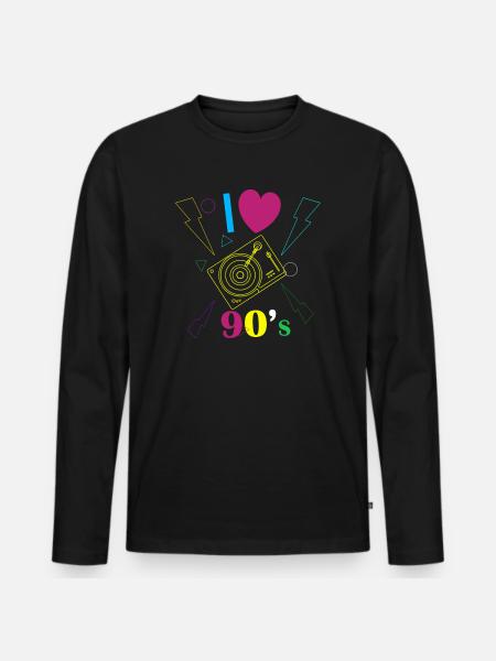 1990'erne 90'erne I Heart Nineties I Love the 90's Old - Premium økologisk langærmet T-shirt til mænd - sort