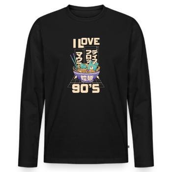 1990's 90s I Heart Nineties I Love the 90's Old - Männer Premium Bio Langarmshirt - Schwarz - Vorne - Nico (187cm)