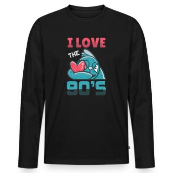 1990's 90s I Heart Nineties I Love the 90's Old - Männer Premium Bio Langarmshirt - Schwarz - Vorne - Nico (187cm)