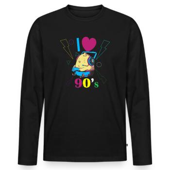 1990's 90s I Heart Nineties I Love the 90's Old - Männer Premium Bio Langarmshirt - Schwarz - Vorne - Nico (187cm)