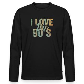 1990's 90s I Heart Nineties I Love the 90's Old - Männer Premium Bio Langarmshirt - Schwarz - Vorne - Nico (187cm)
