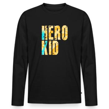 Héros Kid - T-shirt manches longues Premium bio Homme - noir - Devant - Nico (187cm)