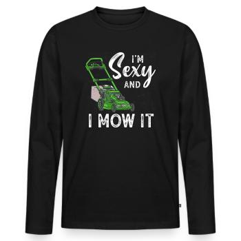 Je suis sexy et je le tonds Tondre la pelouse Jardinage Amoureux - T-shirt manches longues Premium bio Homme - noir - Devant - Nico (187cm)