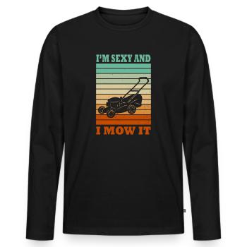 Je suis sexy et je le tonds Tondre la pelouse Jardinage Amoureux - T-shirt manches longues Premium bio Homme - noir - Devant - Nico (187cm)