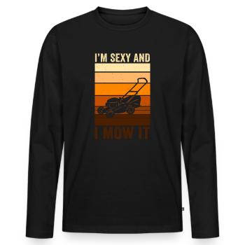 Je suis sexy et je le tonds Tondre la pelouse Jardinage Amoureux - T-shirt manches longues Premium bio Homme - noir - Devant - Nico (187cm)