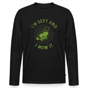 Je suis sexy et je le tonds Tondre la pelouse Jardinage Amoureux - T-shirt manches longues Premium bio Homme - noir - Devant - Nico (187cm)