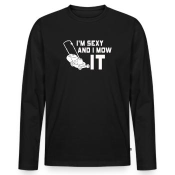 Je suis sexy et je le tonds Tondre la pelouse Jardinage Amoureux - T-shirt manches longues Premium bio Homme - noir - Devant - Nico (187cm)