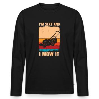Je suis sexy et je le tonds Tondre la pelouse Jardinage Amoureux - T-shirt manches longues Premium bio Homme - noir - Devant - Nico (187cm)