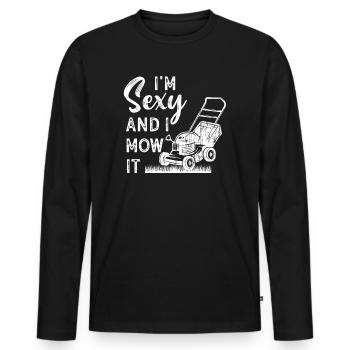 Je suis sexy et je le tonds Tondre la pelouse Jardinage Amoureux - T-shirt manches longues Premium bio Homme - noir - Devant - Nico (187cm)