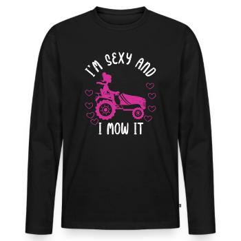 Je suis sexy et je le tonds Tondre la pelouse Jardinage Amoureux - T-shirt manches longues Premium bio Homme - noir - Devant - Nico (187cm)