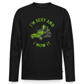 Je suis sexy et je le tonds Tondre la pelouse Jardinage Amoureux - T-shirt manches longues Premium bio Homme - noir - Devant - Nico (187cm)