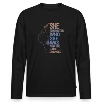 She Remembered Who She Was And The Game Changed - Men's Premium Organic Long Sleeve Shirt - black - Front - Nico (187cm)