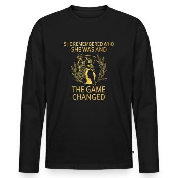 She Remembered Who She Was And The Game Changed - Men's Premium Organic Long Sleeve Shirt - black - Front - Nico (187cm)