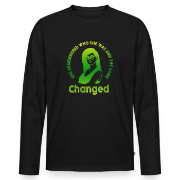 She Remembered Who She Was And The Game Changed - Men's Premium Organic Long Sleeve Shirt - black - Front - Nico (187cm)